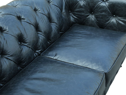 3-Seater Chesterfield Oakland Sofa in Black Leather