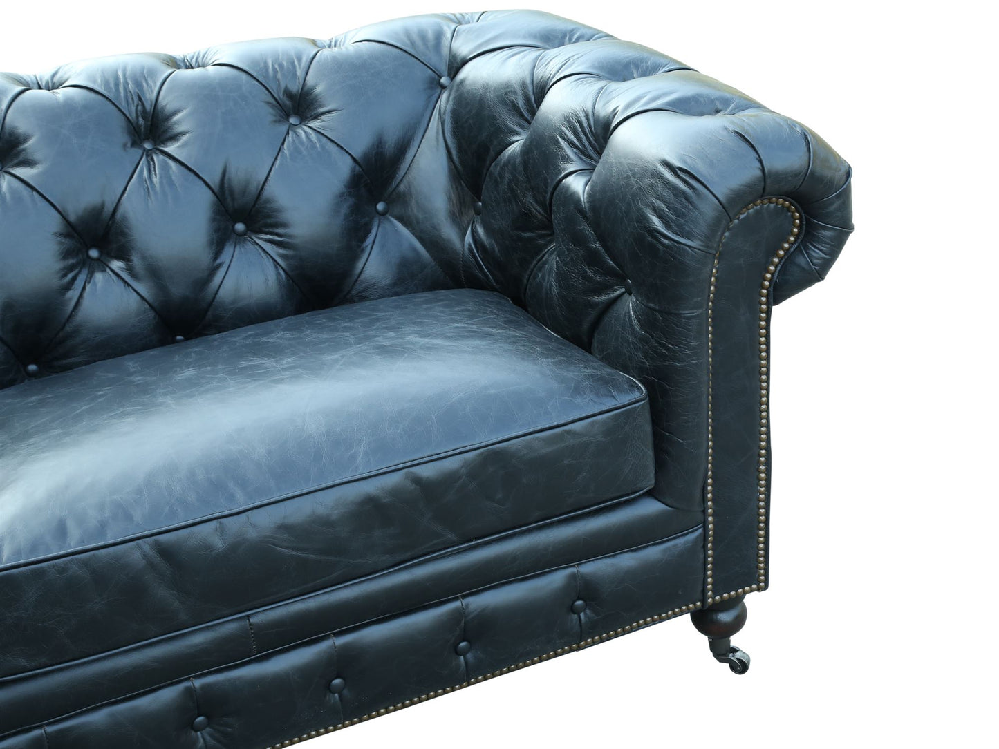 3-Seater Chesterfield Oakland Sofa in Black Leather