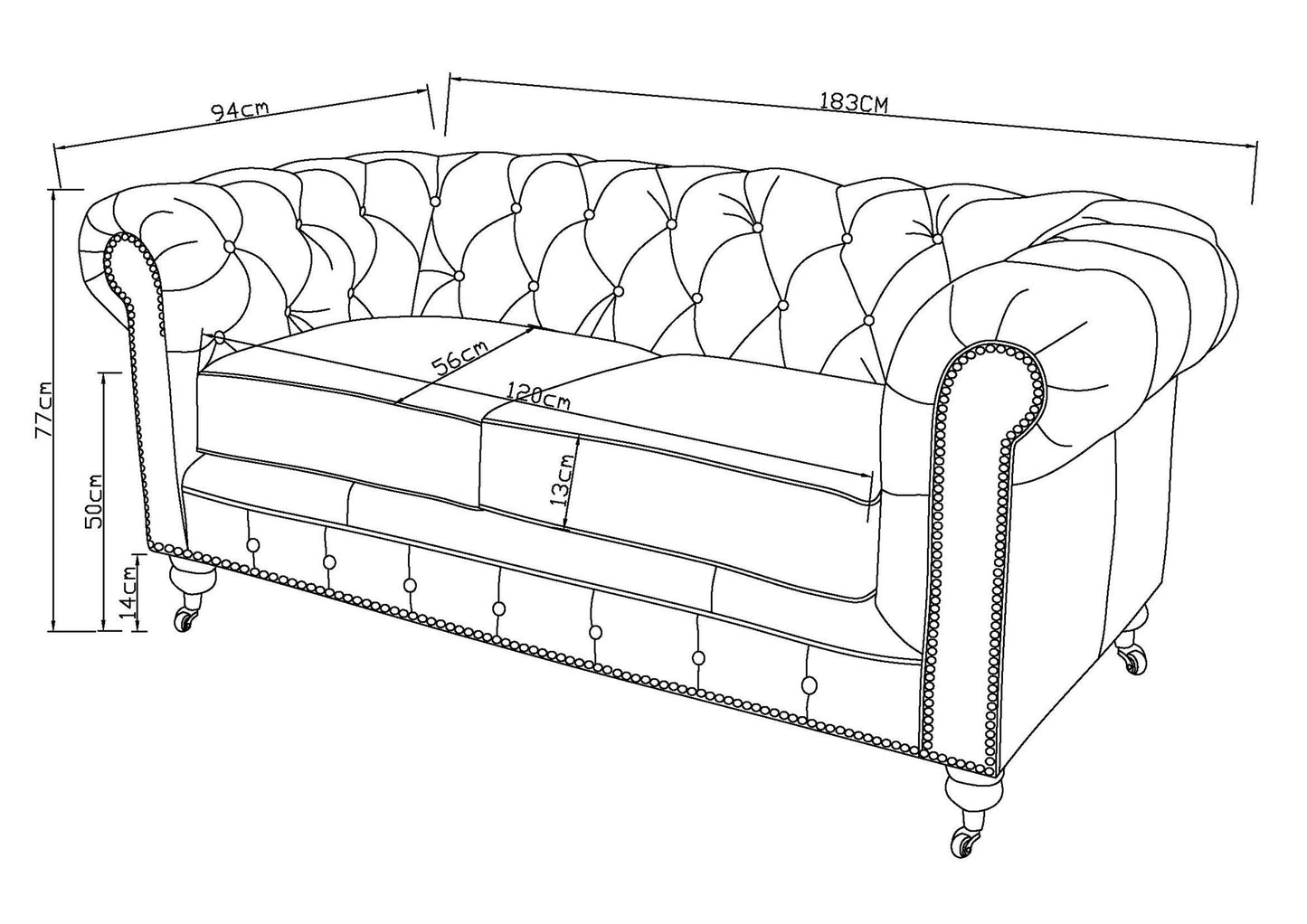 Chesterfield 2-Seater Sofa