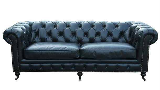 3-Seater Chesterfield Oakland Sofa in Black Leather